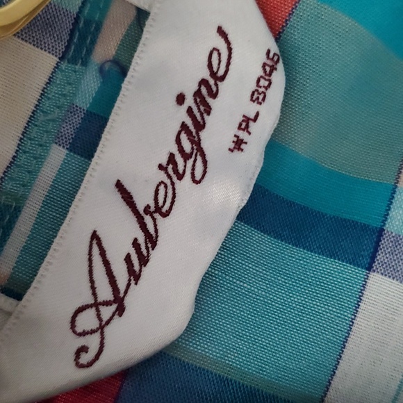 Vintage Aubergine Aqua Plaid Button Up Women 12 - Picture 4 of 9